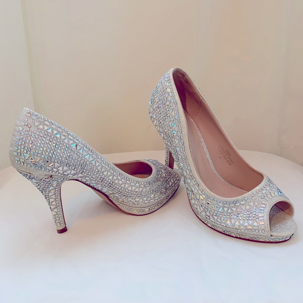 Iridescent rhinestone 3.5 inch heel by Lorraine